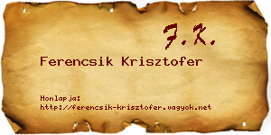 Ferencsik Krisztofer névjegykártya